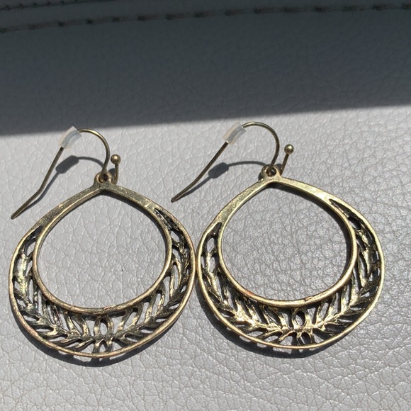 Bronze Filagree Hoop Earrings - Picture 2 of 4